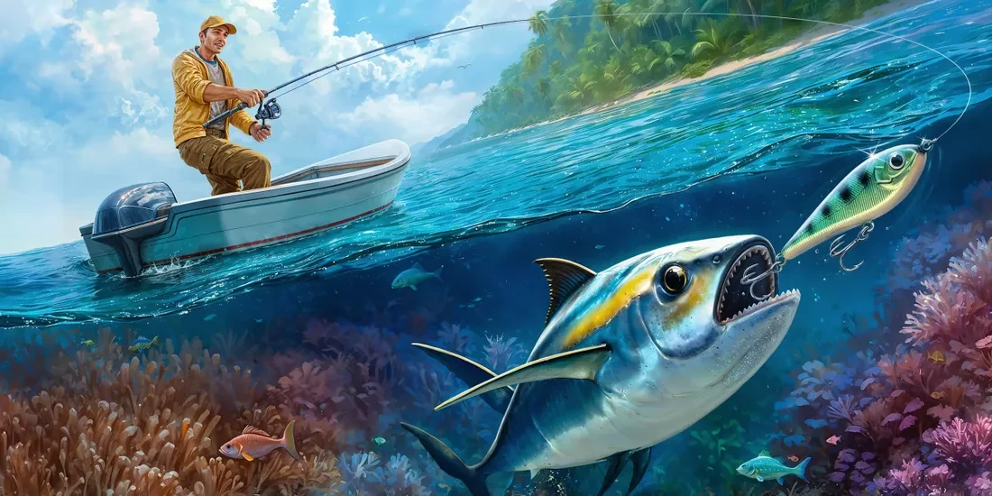 BassBet Casino banner con pescatore in barca e grande pesce nel mare, bonus di benvenuto del 100 per cento fino a 550 euro e 200 giri gratis Italia